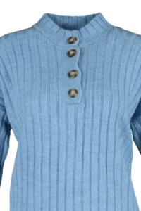 Trendyol Modest BLUE Collar buttoned Ribbed Knitwear Sweater - Image 7