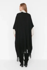 Trendyol Modest Black Skirt Tasseled LONG Knitwear Cardigan - Image 5