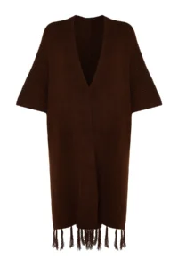 Trendyol Modest Brown Skirt Tasseled LONG Knitwear Cardigan - Image 6