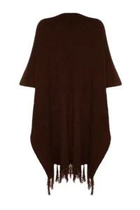 Trendyol Modest Brown Skirt Tasseled LONG Knitwear Cardigan - Image 8