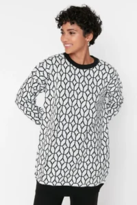 Trendyol Modest Black Geometric Patterned Sweater-Pants Knitwear Set - Image 2