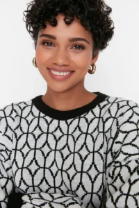 Trendyol Modest Black Geometric Patterned Sweater-Pants Knitwear Set - Image 3