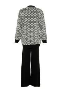 Trendyol Modest Black Geometric Patterned Sweater-Pants Knitwear Set - Image 7