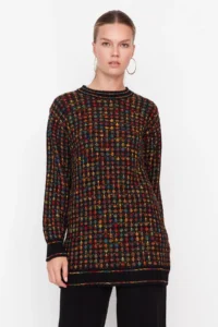 Trendyol Modest Black Knitting Patterned Sweater-Pants Knitwear Set - Image 2