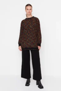 Trendyol Modest Black Knitting Patterned Sweater-Pants Knitwear Set - Image 3