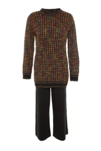 Trendyol Modest Black Knitting Patterned Sweater-Pants Knitwear Set - Image 6