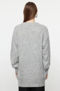 Trendyol Modest Gray Fiyonk Detailed Knitwear Sweater - Image 5