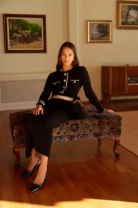Trendyol Modest Black Piped buttoned Knit Dress - Image 2