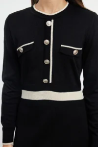 Trendyol Modest Black Piped buttoned Knit Dress - Image 5