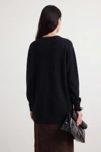 Trendyol Modest Black Asymmetric Button Detailed Knitwear Sweater - Image 3
