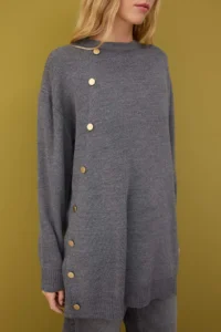 Trendyol Modest Light anthracite Button Detailed Knitwear Sweater - Image 3