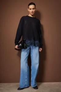 Trendyol Modest Black Soft textured Lace Detailed Knitwear Hijab Sweater