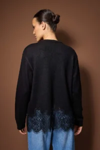 Trendyol Modest Black Soft textured Lace Detailed Knitwear Hijab Sweater - Image 4