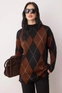 Trendyol Modest Brown Baklava Single Plate Knitwear - Image 2