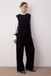 Trendyol Modest Black buttoned Knitwear Hijab Pullover Set - Image 2