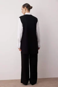 Trendyol Modest Black buttoned Knitwear Hijab Pullover Set - Image 3