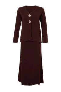 Trendyol Modest Brown Gold buttoned Knitwear Etekli Set - Image 6