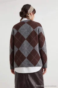 Trendyol Modest Anthracite Soft textured Plaid / Checkered Openwork Knitwear - Image 3