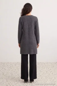 Trendyol Modest Anthracite MANDARIN Accessory Detailed Knitwear Hijab Cardigan - Image 3
