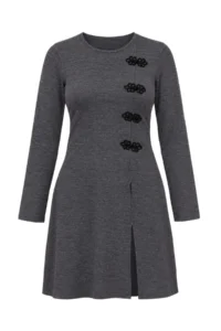 Trendyol Modest Anthracite MANDARIN Accessory Detailed Knitwear Hijab Cardigan - Image 4