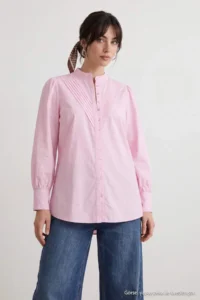 Trendyol Modest Light PINK Rahat Pattern ribbed Shirt - Image 2