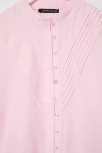 Trendyol Modest Light PINK Rahat Pattern ribbed Shirt - Image 5