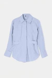 Trendyol Modest Light BLUE Binding Detailed Cotton Shirt - Image 5
