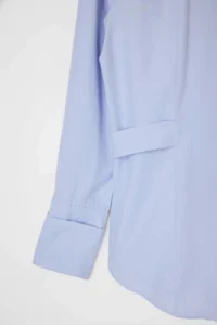 Trendyol Modest Light BLUE Binding Detailed Cotton Shirt - Image 6