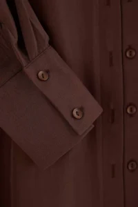 Trendyol Modest Brown Double Placket Cotton Oversized Shirt - Image 5