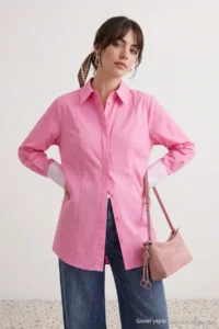 Trendyol Modest PINK Color Bloklu Shirt
