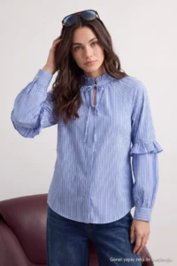 Trendyol Modest BLUE Striped Oversized Shirt Tunic