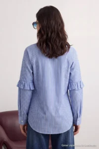 Trendyol Modest BLUE Striped Oversized Shirt Tunic - Image 4