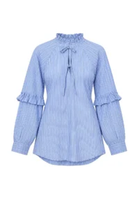 Trendyol Modest BLUE Striped Oversized Shirt Tunic - Image 5
