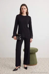 Trendyol Modest Black Regular Plain Knitwear Hijab Bottom - Top Set - Image 2