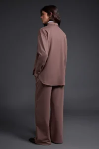 Trendyol Modest Mink relaxed/Rahat Pattern Pipe Both buttoned Suede Knitting Tesettür Bottom - Top Set - Image 4