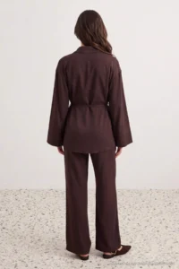 Trendyol Modest Dark Brown Double breasted Blouse Pants Weaving Bottom - Top Set - Image 5