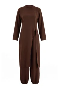 Trendyol Modest Dark Brown LONG Tunic Pants Bottom - Top Set