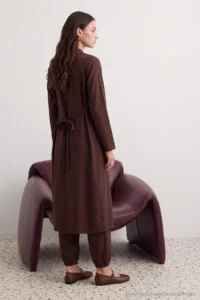 Trendyol Modest Dark Brown LONG Tunic Pants Bottom - Top Set - Image 4
