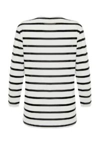 Trendyol Modest WHITE single jersey Striped Heart Embroidered Long Sleeve Knitting Tunic T-Shirt - Image 8
