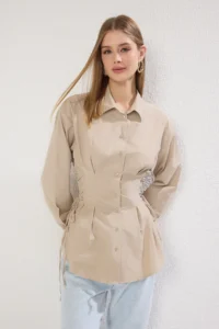 Trendyol Modest Stone Belde Binding Detailed Weaving Shirt - Image 2
