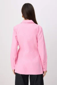 Trendyol Modest PINK Double breasted Metal Accessory Detailed Regular/Normal Pattern Shirt - Image 4