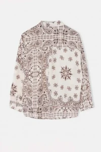 Trendyol Modest Ecru Oversized Cotton Patterned Shirt - Image 6