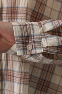 Trendyol Modest Brown Checkered Oversized 100% Cotton Shirt - Image 8