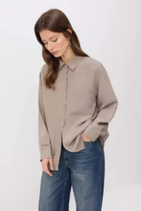 Trendyol Modest Mink Normal Pattern Striped Shirt