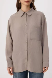 Trendyol Modest Mink Normal Pattern Striped Shirt - Image 3