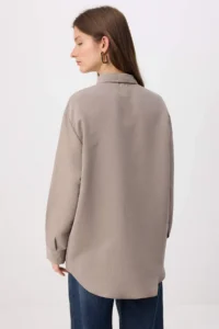 Trendyol Modest Mink Normal Pattern Striped Shirt - Image 4
