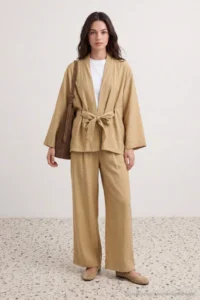 Trendyol Modest Mink Oversized Modal Kimono Pants Bottom - Top Set - Image 2
