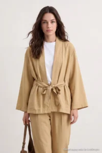 Trendyol Modest Mink Oversized Modal Kimono Pants Bottom - Top Set - Image 3