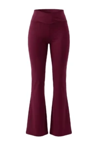 TRENDYOLMİLLA Plum Double breasted Waist Detailed flared leg Yoga Knitting Sports Leggings - Image 5