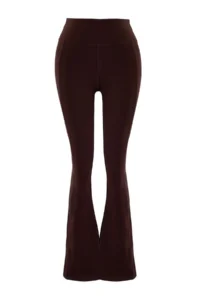 TRENDYOLMİLLA Brown Brushed Soft Material Reflector Printed flared leg Yoga Knitting Sports Leggings - Image 5
